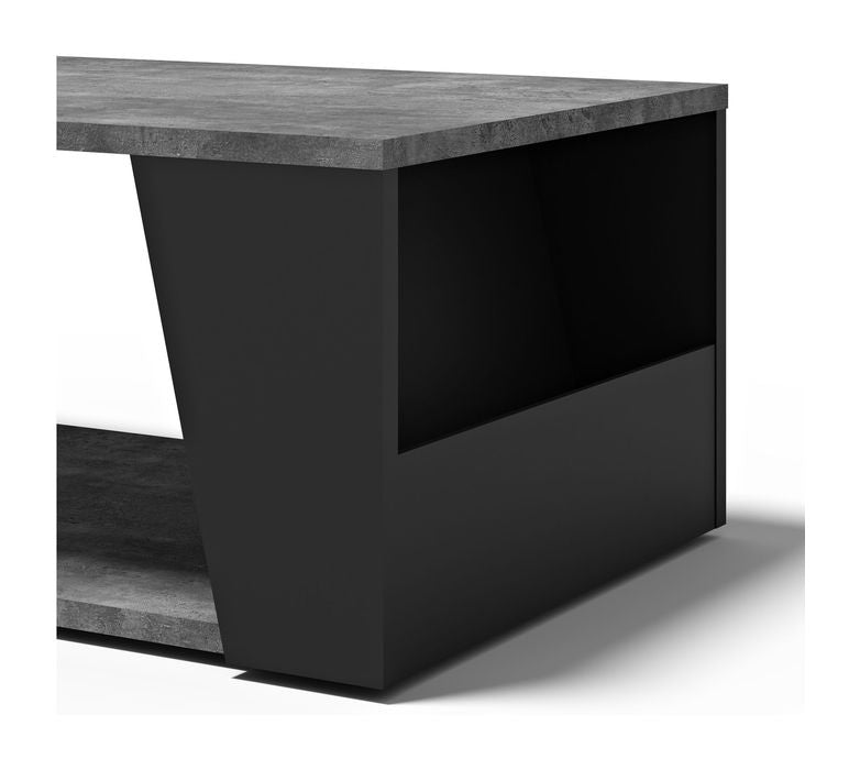 Albi Coffee Table, Concrete/Black Metal, 100x55x36