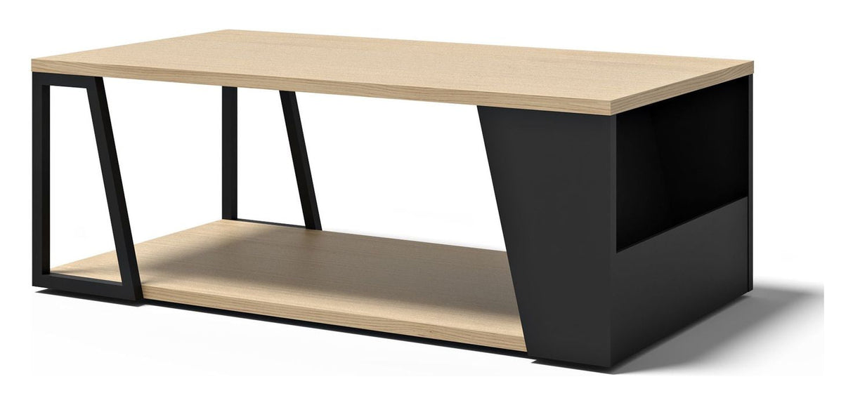 Albi Coffee Table, Light Oak/Black Metal, 100x55x36