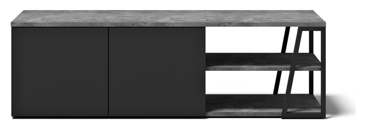 Albi TV Table 145, Concrete/Black Metal, 145x45x45