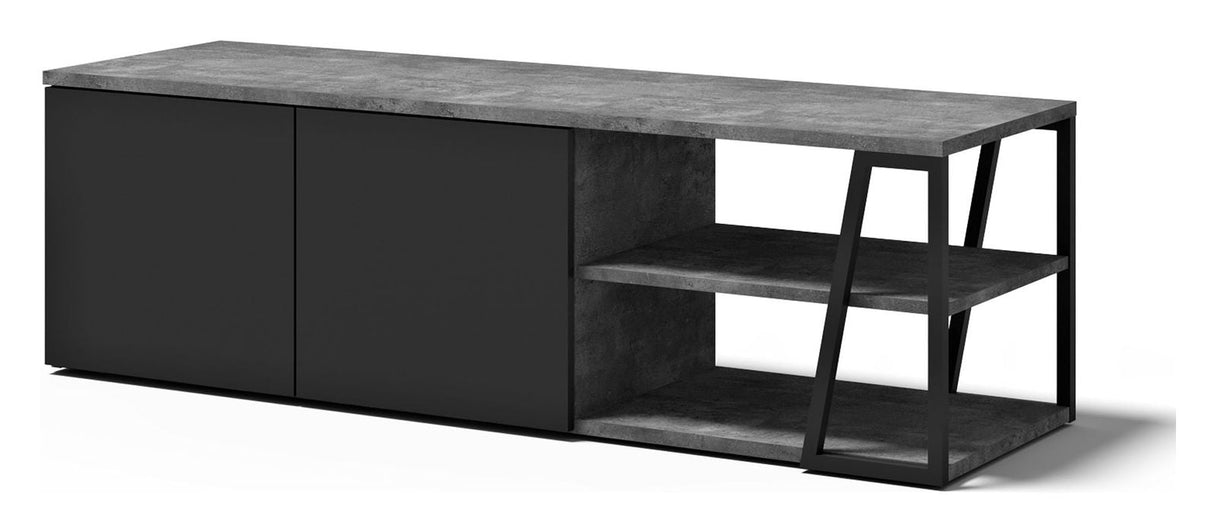 Albi TV Table 145, Concrete/Black Metal, 145x45x45