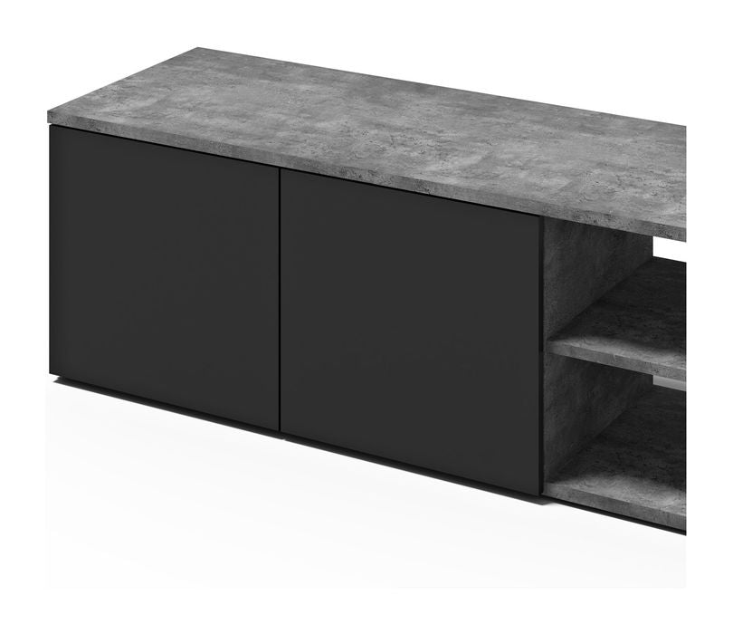 Albi TV Table 145, Concrete/Black Metal, 145x45x45