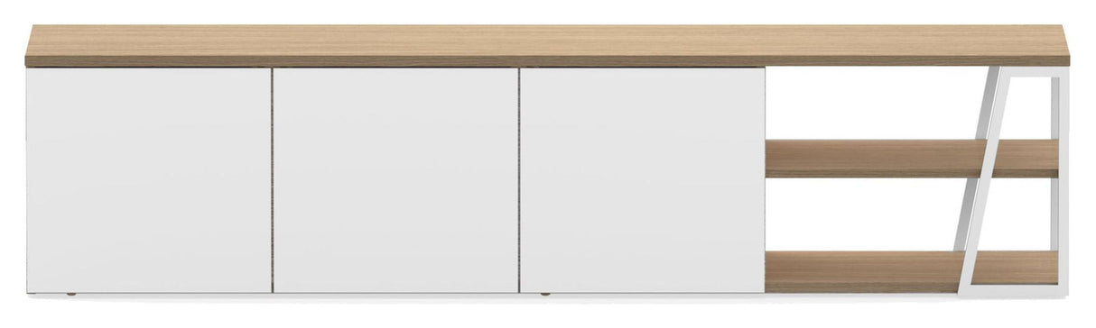 Albi TV Table 190, Light Oak/White Metal, 190x45x45