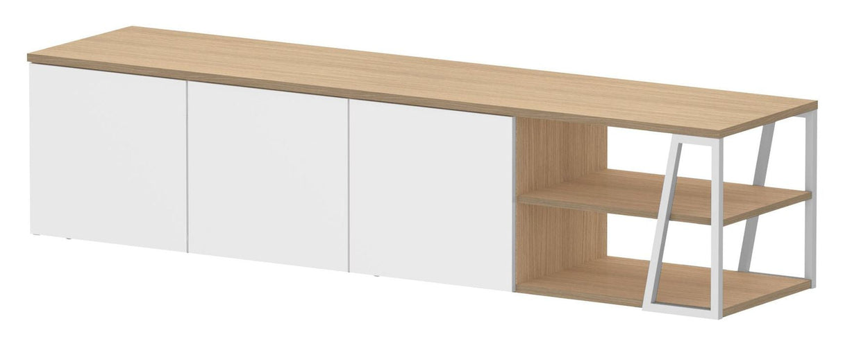 Albi TV Table 190, Light Oak/White Metal, 190x45x45