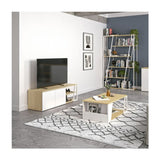 Albi TV Table 190, Light Oak/White Metal, 190x45x45