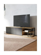 Albi TV Table 190, Light Oak/Black Metal, 190x45x45