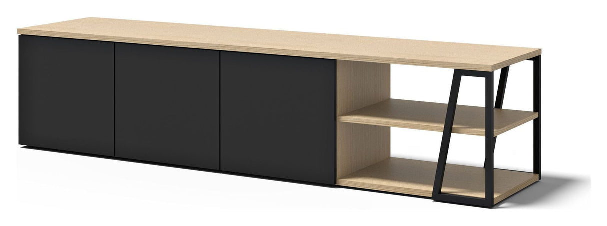 Albi TV Table 190, Light Oak/Black Metal, 190x45x45