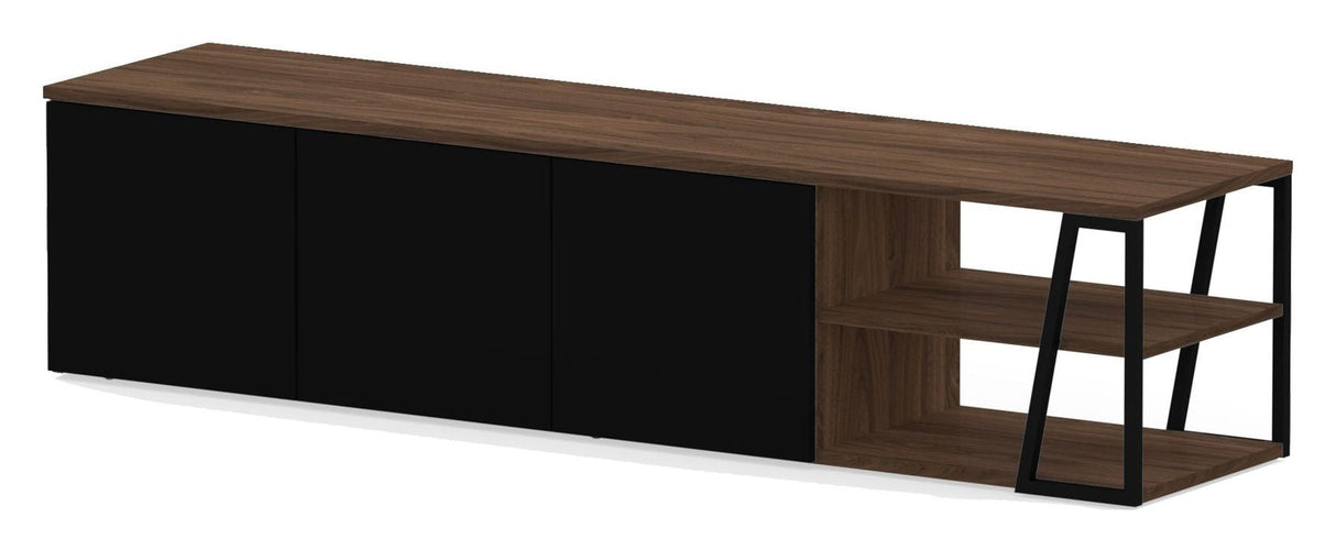 Albi TV Table 190, Walnut/Black Metal, 190x45x45