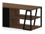 Albi TV Table 190, Walnut/Black Metal, 190x45x45