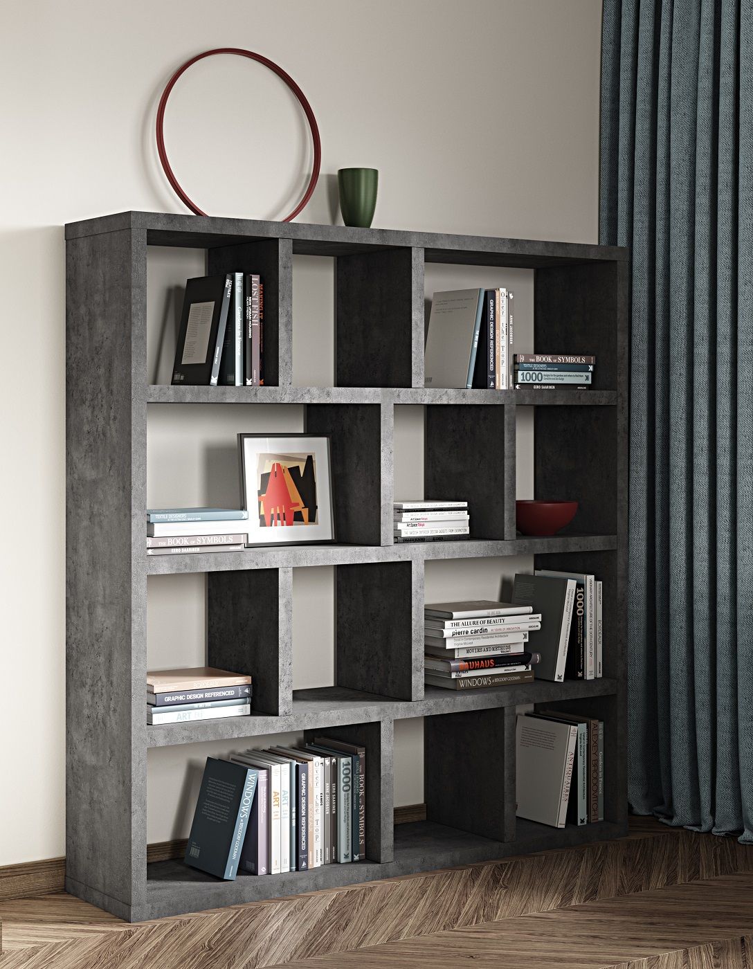 Temahome Berlin Shelf - Dark Concrete Gray, 159x150