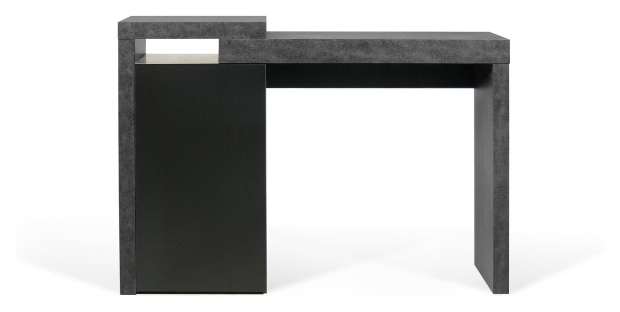 Detroit Console Table, Concrete Gray Melamine/Matte Black