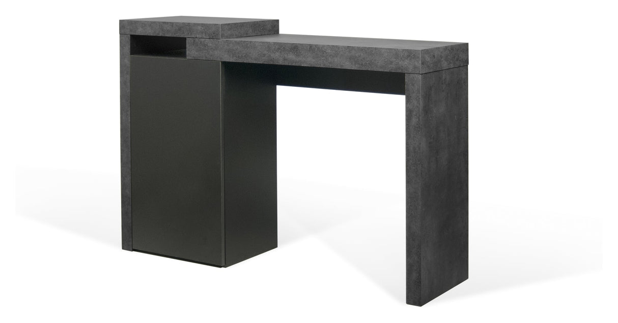 Detroit Console Table, Concrete Gray Melamine/Matte Black