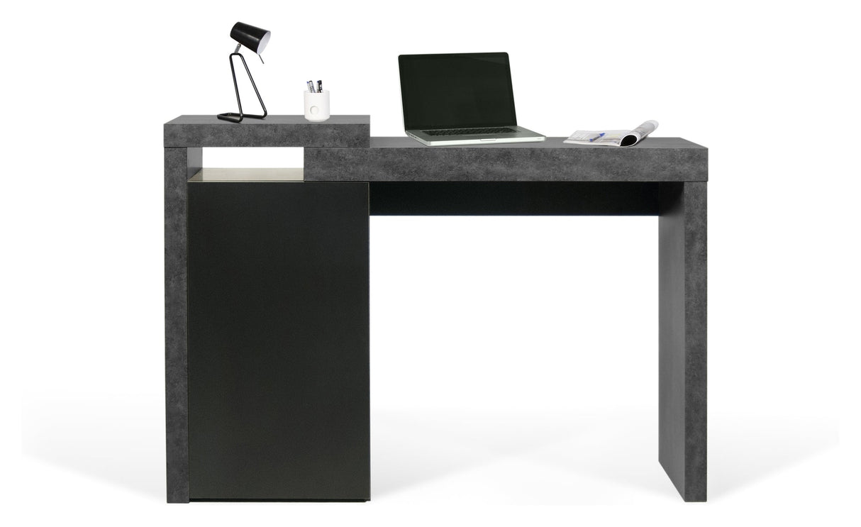 Detroit Console Table, Concrete Gray Melamine/Matte Black