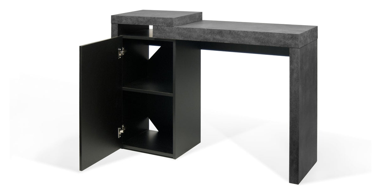 Detroit Console Table, Concrete Gray Melamine/Matte Black