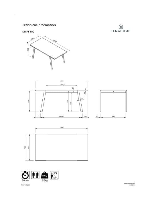 Operating Dining table 200, Oak veneer/Black Legs, 200x100x75