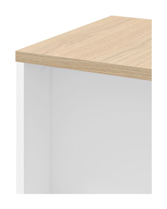 Ella Side Table 40, Light Oak Melamine/White, 40x40x47