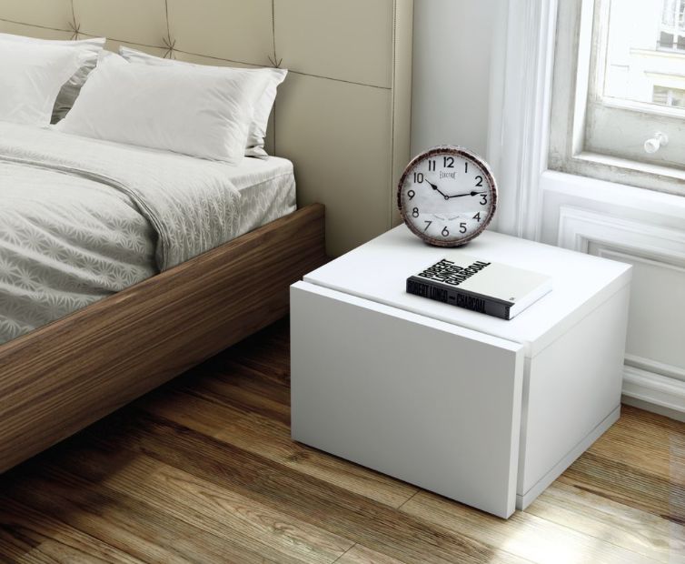 Float Bedside table w. drawer - White