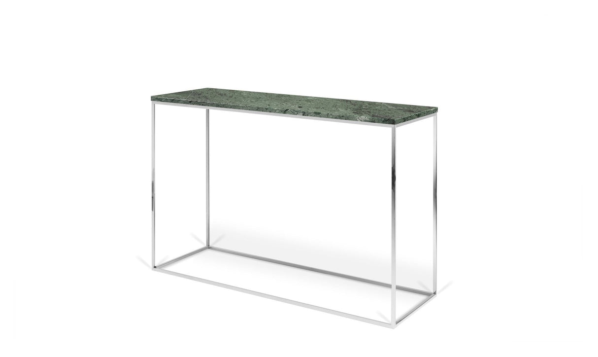 Gleam Console table with white base, Green Marble, 76x120