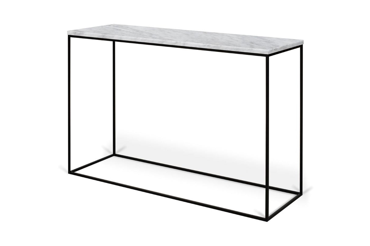 Gleam Console table with black base, White marble