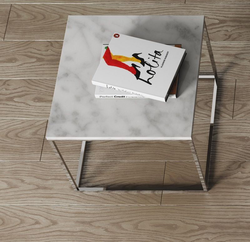 Temahome Gleam Side table - White marble, chrome frame