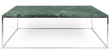 Temahome Gleam Coffee table - Green marble, chrome frame 120 cm