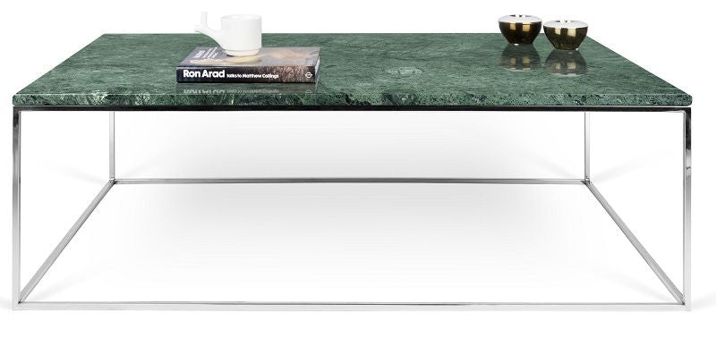 Temahome Gleam Coffee table - Green marble, chrome frame 120 cm