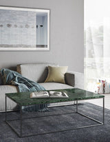 Temahome Gleam Coffee table - Green marble, chrome frame 120 cm