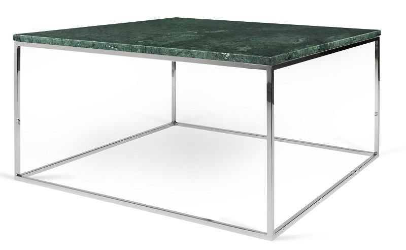 Temahome Gleam Coffee table - Green marble, chrome frame 75 cm