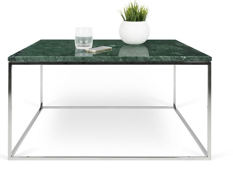 Temahome Gleam Coffee table - Green marble, chrome frame 75 cm