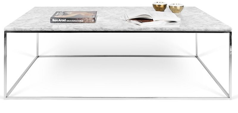 Temahome Gleam Coffee table - White marble, chrome frame 120 cm