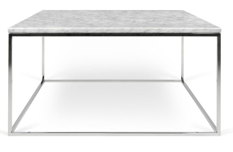 Temahome Gleam Coffee table - White marble, chrome frame 75 cm