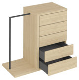 Hugo Chest w. 5 drawers and hangbar, Nature