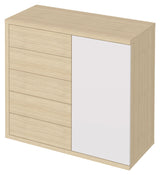 Hugo Chest w. 5 drawers and cupboard, White/Nature