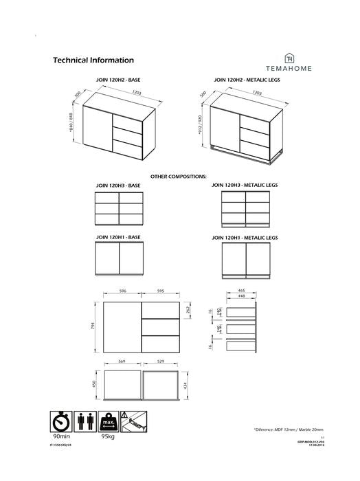 Join Sideboard, Mat white, 120x50x84