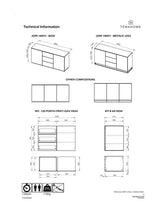 Join Sideboard with 2 doors and 3 drawers, Mat white, 180x50x84