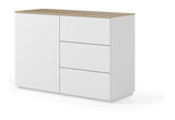 Join Sideboard, Mat white/Oak Top, 120x50x84