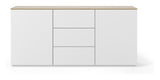 Join Sideboard with 2 doors and 3 drawers, Mat white/Oak Top, 180x50x84