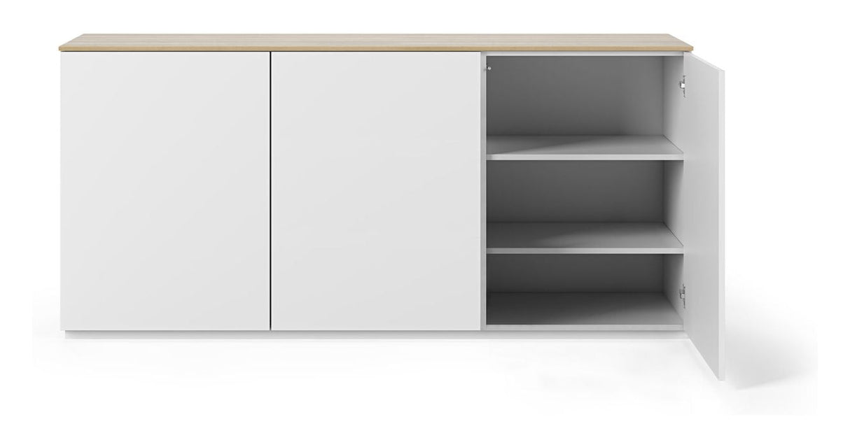 Join Sideboard w. 3 doors, Mat white/Oak Top, 180x50x84