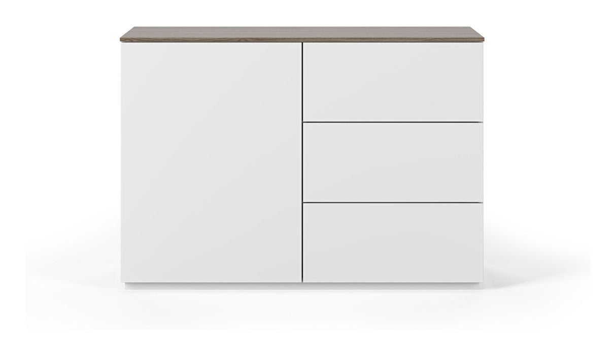 Join Sideboard, Mat white/Walnut Top, 120x50x84