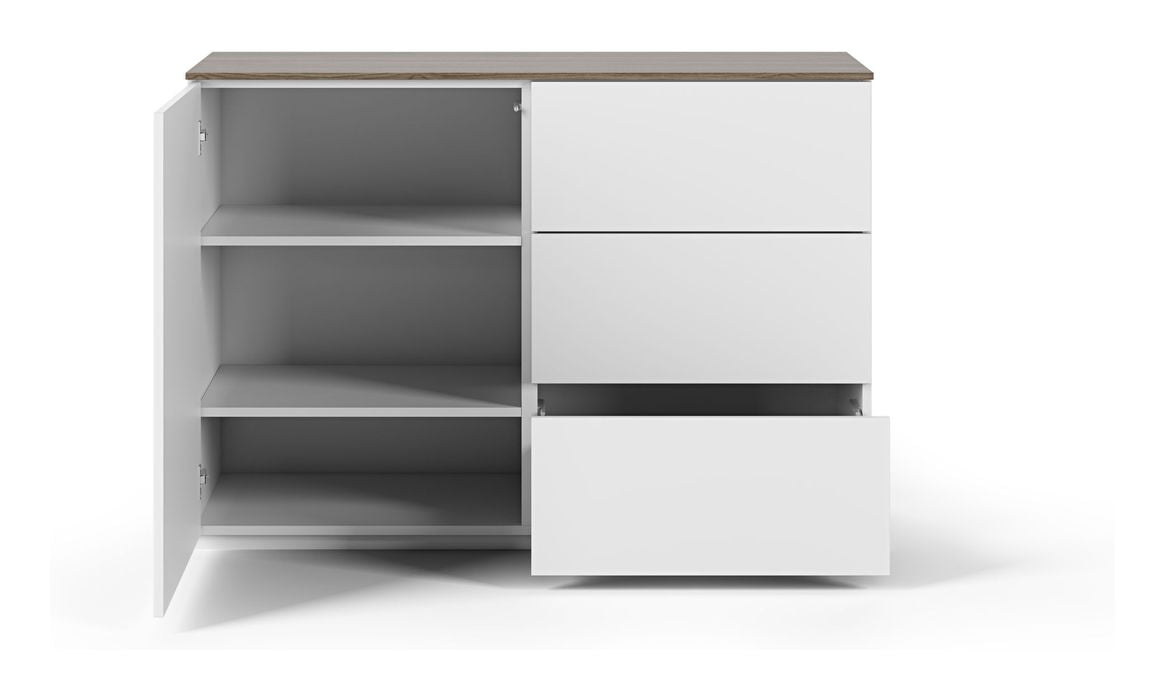 Join Sideboard, Mat white/Walnut Top, 120x50x84