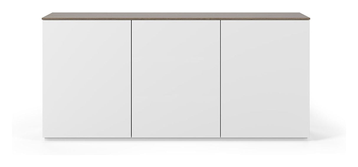 Join Sideboard w. 3 doors, Mat white/Walnut Top, 180x50x84