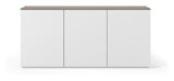 Join Sideboard w. 3 doors, Mat white/Walnut Top, 180x50x84