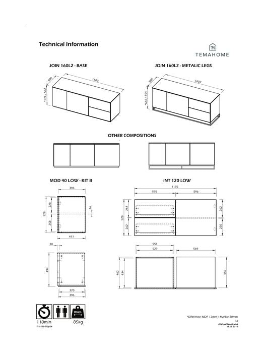 Join TV Table, Mat white, 160x50x57