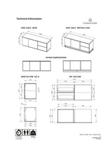 Join TV Table, Mat white/Oak Top, 160x50x57