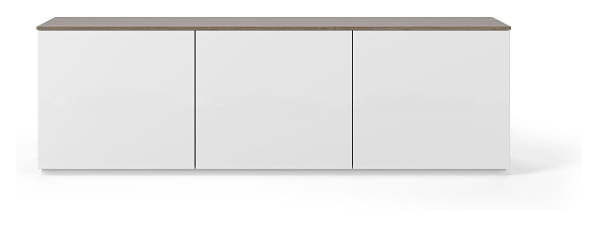 Join TV-Table w. 3 doors, Mat white/Walnut Top, 180x50x57