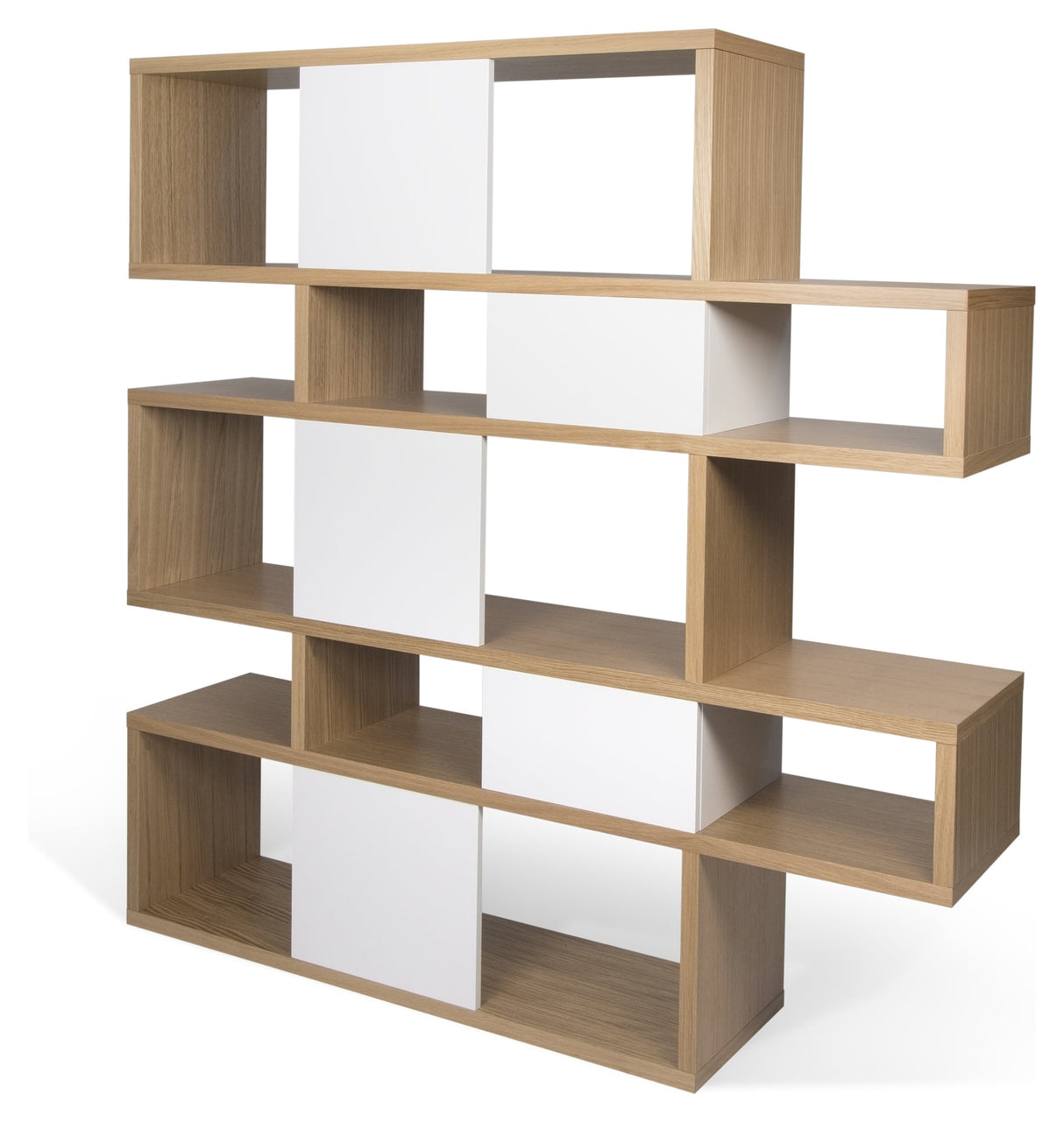 London Double Bookshelf, Oak veneer/Matte white