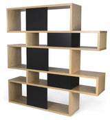 London Double Bookshelf, Oak veneer/Matte black