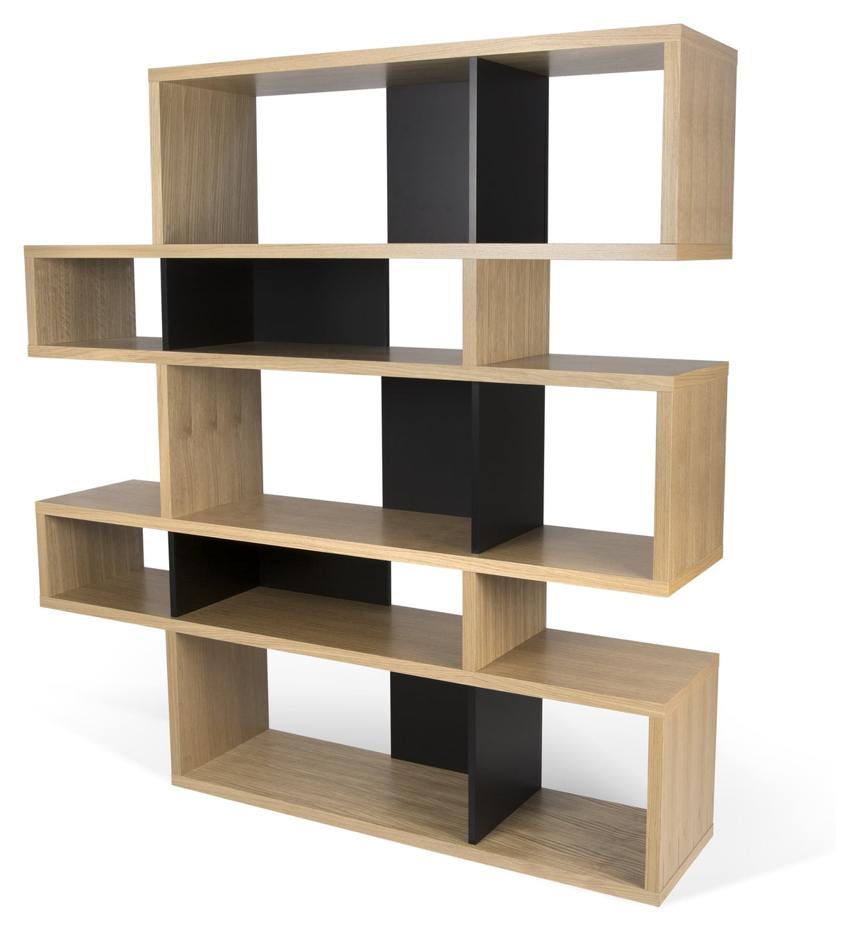 London Double Bookshelf, Oak veneer/Matte black