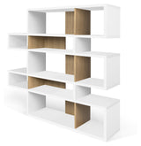 London Double Bookshelf, Matte white/Oak veneer