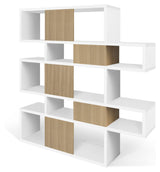 London Double Bookshelf, Matte white/Oak veneer