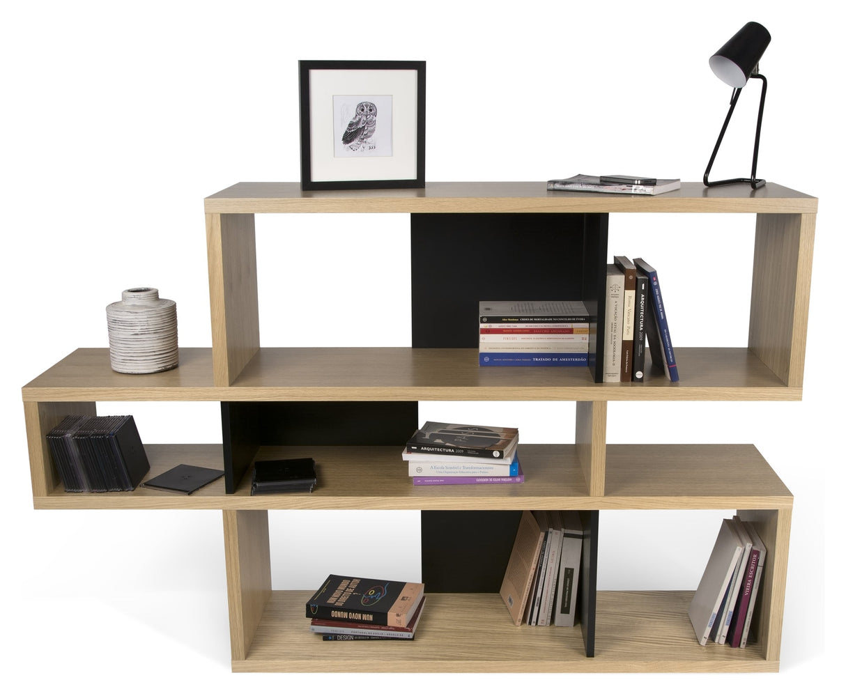 London Simple Bookshelf, Oak veneer/Matte black